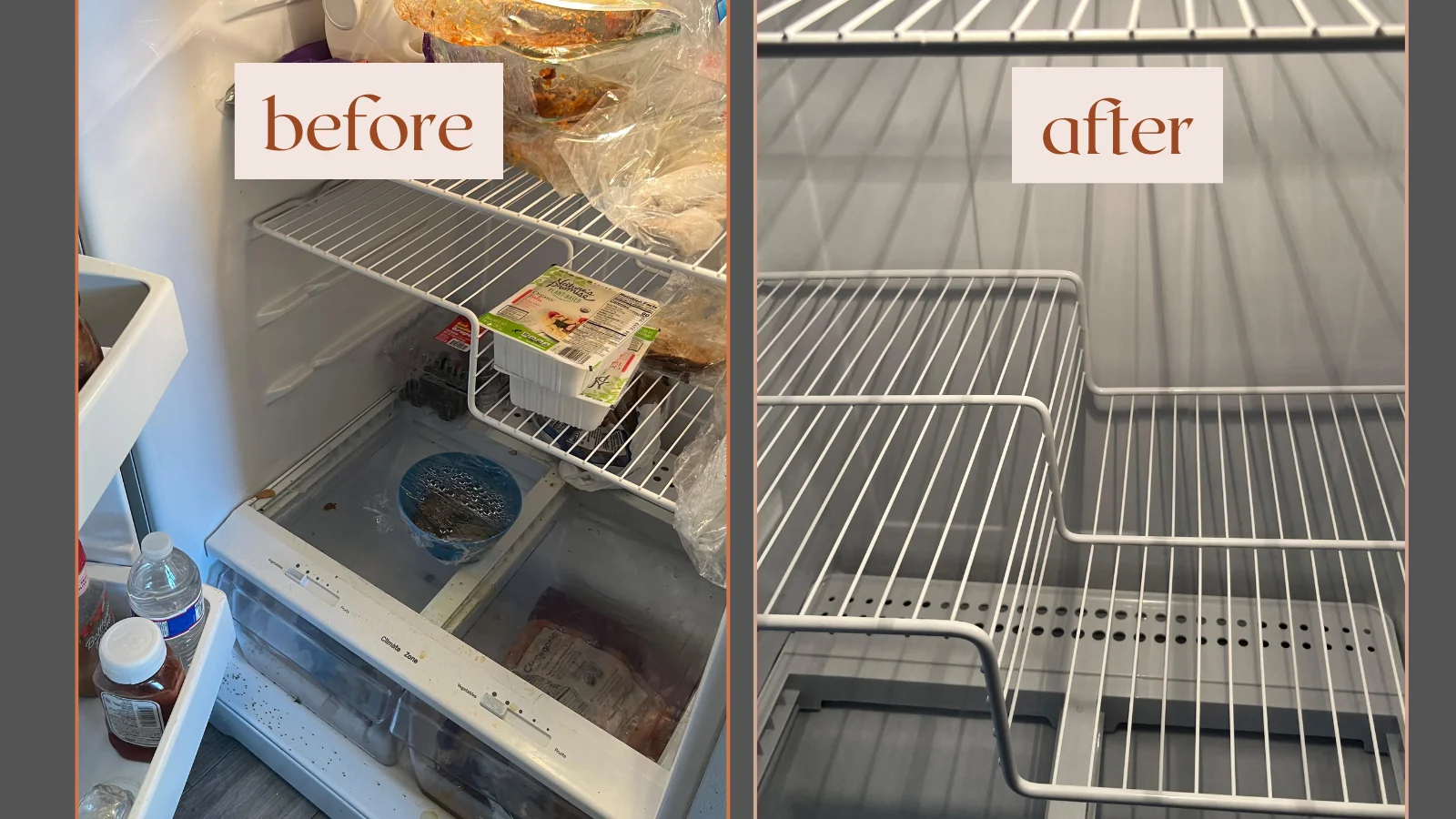Freezer interior before and after deep cleaning and sanitizing in York, PA